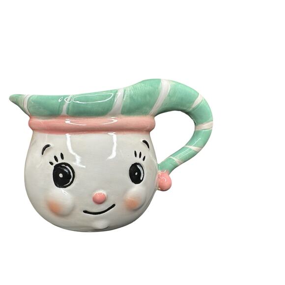 Johanna Parker Green Pink Holiday Christmas Snowman Sugar and Creamer Set - Picture 3 of 11